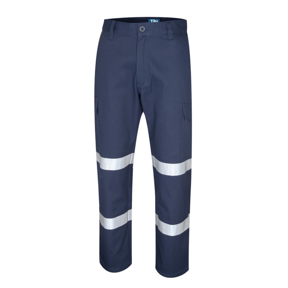Picture of TRU WORKWEAR Heavy Weight Navy 100% Cotton Drill Cargo Trouser with 3M Bio-Motion Reflective Tape 320gsm