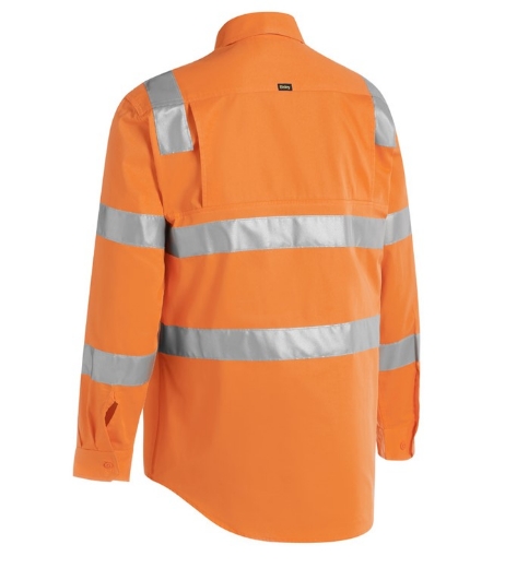 Picture of BISLEY Taped Biomotion Cool Lightweight Hi Vis Shirt 100% Cotton Preshrunk Drill VIC Rail Approved 155gsm L/S