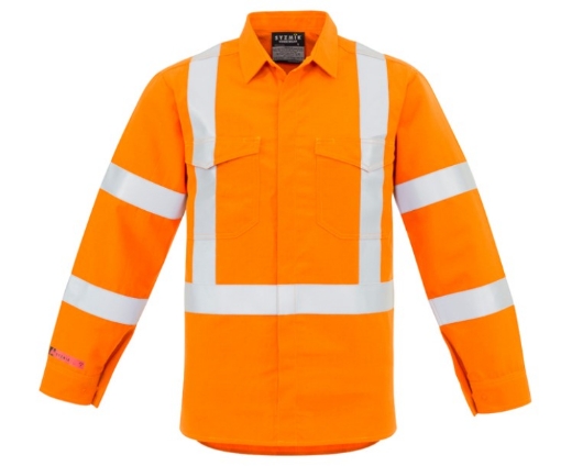 Picture of SYZMIK Mens Hi Vis Orange X Back Taped Shirt HRC1 155gsm L/S