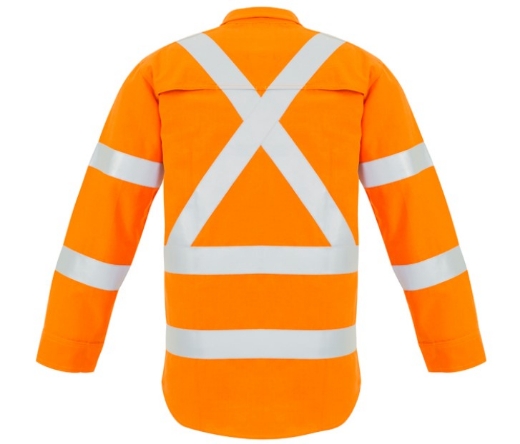 Picture of SYZMIK Mens Hi Vis Orange X Back Taped Shirt HRC1 155gsm L/S