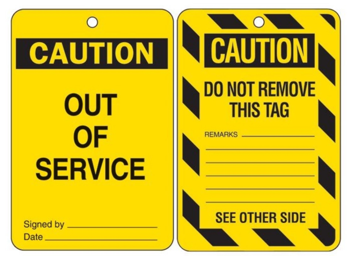 Picture of BRADY Lockout Tags - Caution Out of Service - Polypropylene