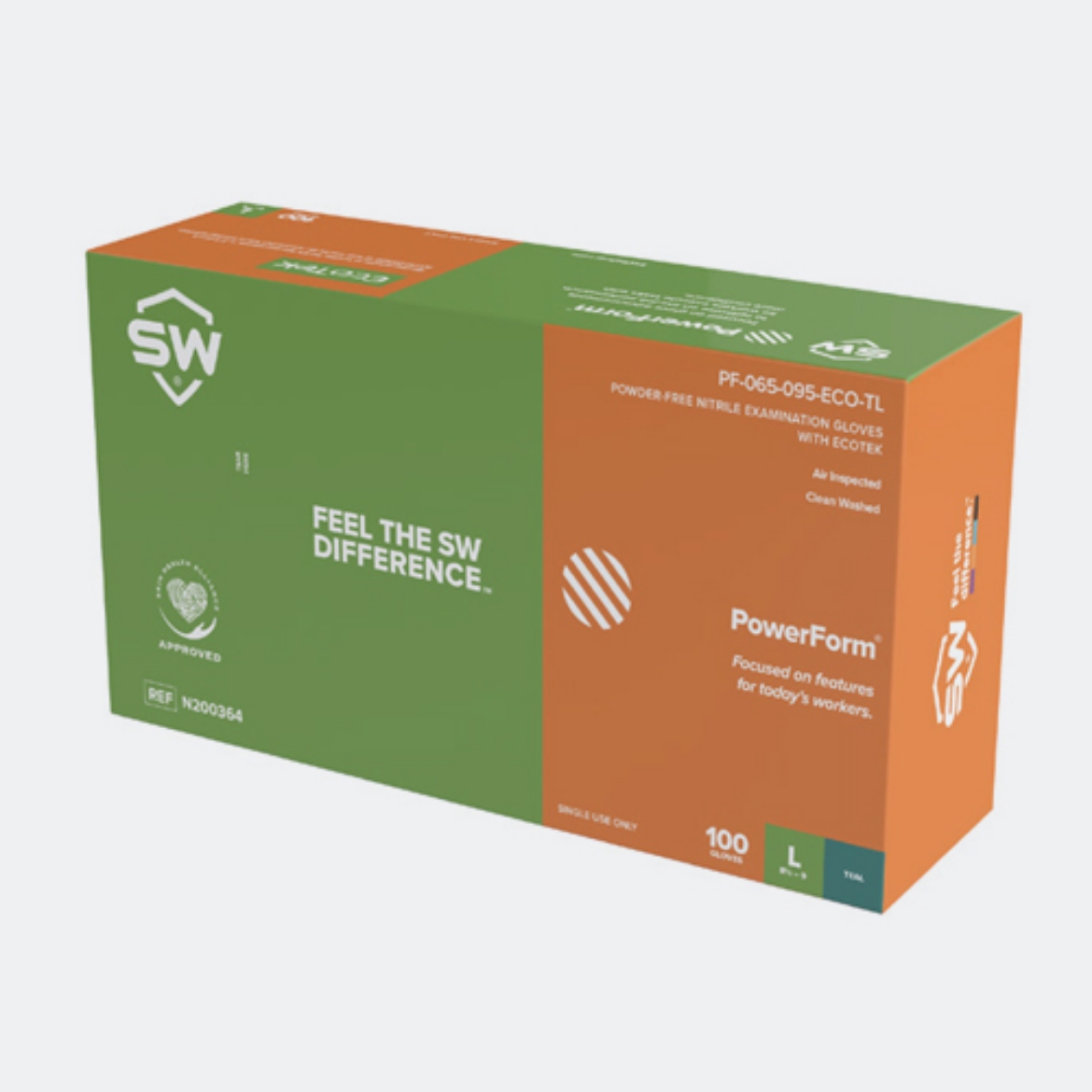 Picture of SW POWERFORM® Green Powder Free Nitrile Exam Disposable Gloves with Ecotek Biodegradable Technology