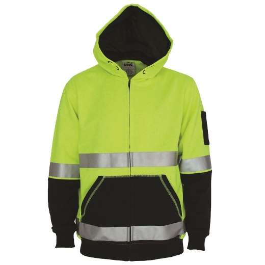 Picture of DNC HiVis 2 Tone Full Zip Super Fleecy Hoodie with CSR R/Tape 300gsm