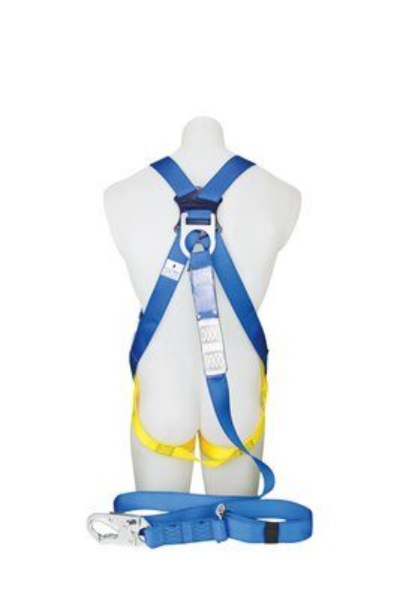 Picture of 3M™ PROTECTA® FIRST Industrial Harness with Lanyard and Snap Hook 1390063A, Blue and Yellow, Medium > AT010621590