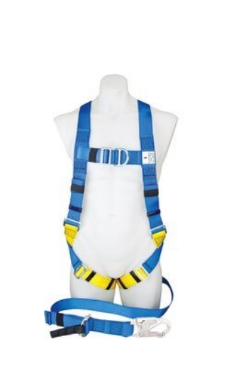 Picture of 3M™ PROTECTA® FIRST Industrial Harness with Lanyard and Snap Hook 1390063A, Blue and Yellow, Medium > AT010621590