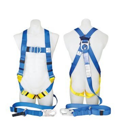 Picture of 3M™ PROTECTA® FIRST Industrial Harness with Lanyard and Snap Hook 1390063A, Blue and Yellow, Medium > AT010621590