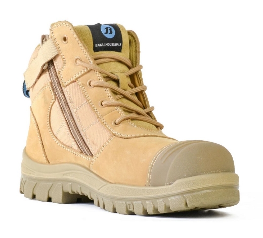 Picture of BATA Naturals Zippy Wheat Nubuck Zip / Lace Up Safety Boot