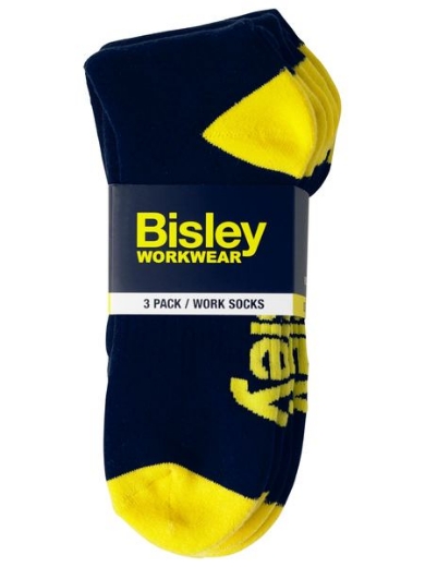 Picture of BISLEY Work Socks with Antibacterial Treatment 80% Cotton 15% Polyester 5% Elastane - 3 Pack
