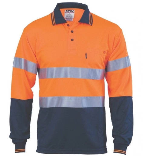 Picture of DNC HiVis D/N Cool Breathe 100% Polyester Micromesh Polo Shirt with CSR R/Tape 175gsm L/S
