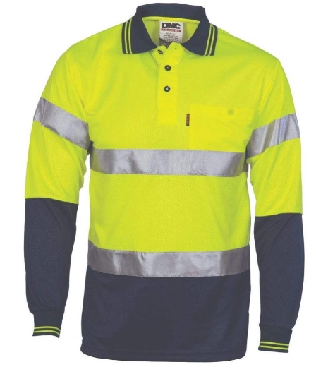 Picture of DNC HiVis D/N Cool Breathe 100% Polyester Micromesh Polo Shirt with CSR R/Tape 175gsm L/S