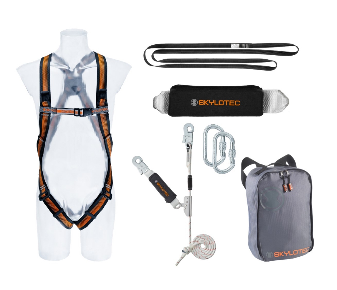 Picture of SKYLOTEC COMPLIANCE KIT SK3 Comprises a Lightweight CS2 Harness SK3 Adjuster on 15mt Kernmantle Rope BFD Shock Pack (L-AUS-0005) Screwgate Karabiner x 2 1.0mt Continuous Loop 26kN Anchor Sling and Nylon Water Resistant Backpack Bag