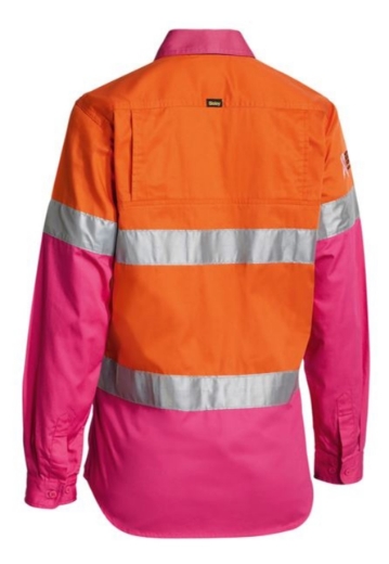 Picture of BISLEY Womens 3M Taped Hi Vis Cool Lightweight Shirt 100% Preshrunk Cotton 155gsm L/S