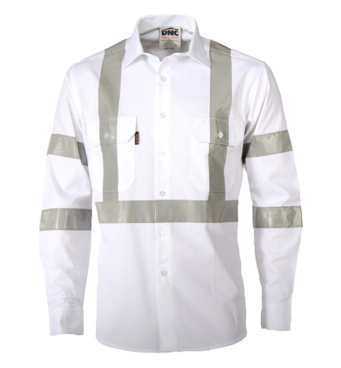 Picture of DNC RTA Night Worker White Shirt 100% Cotton with CSR R/Tape 190gsm L/S