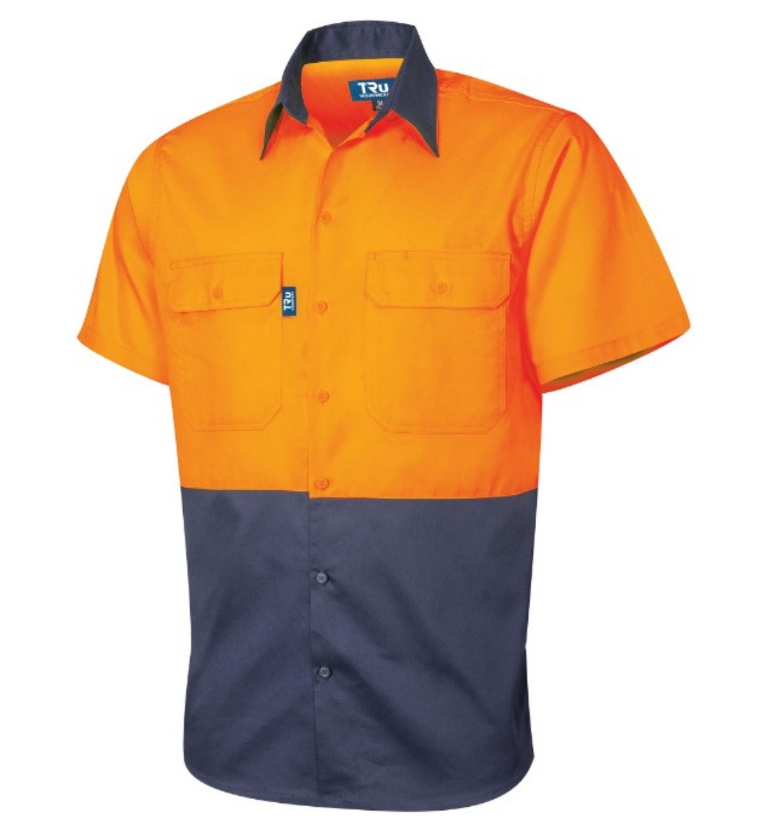 Picture of TRU WORKWEAR Lightweight Vented Hi Vis 100% Cotton Drill Shirt 160gsm S/S