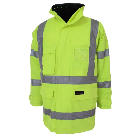 Picture of DNC HiVis 6 in 1 Breathable H Pattern Rain Jacket with Biomotion CSR R/Tape