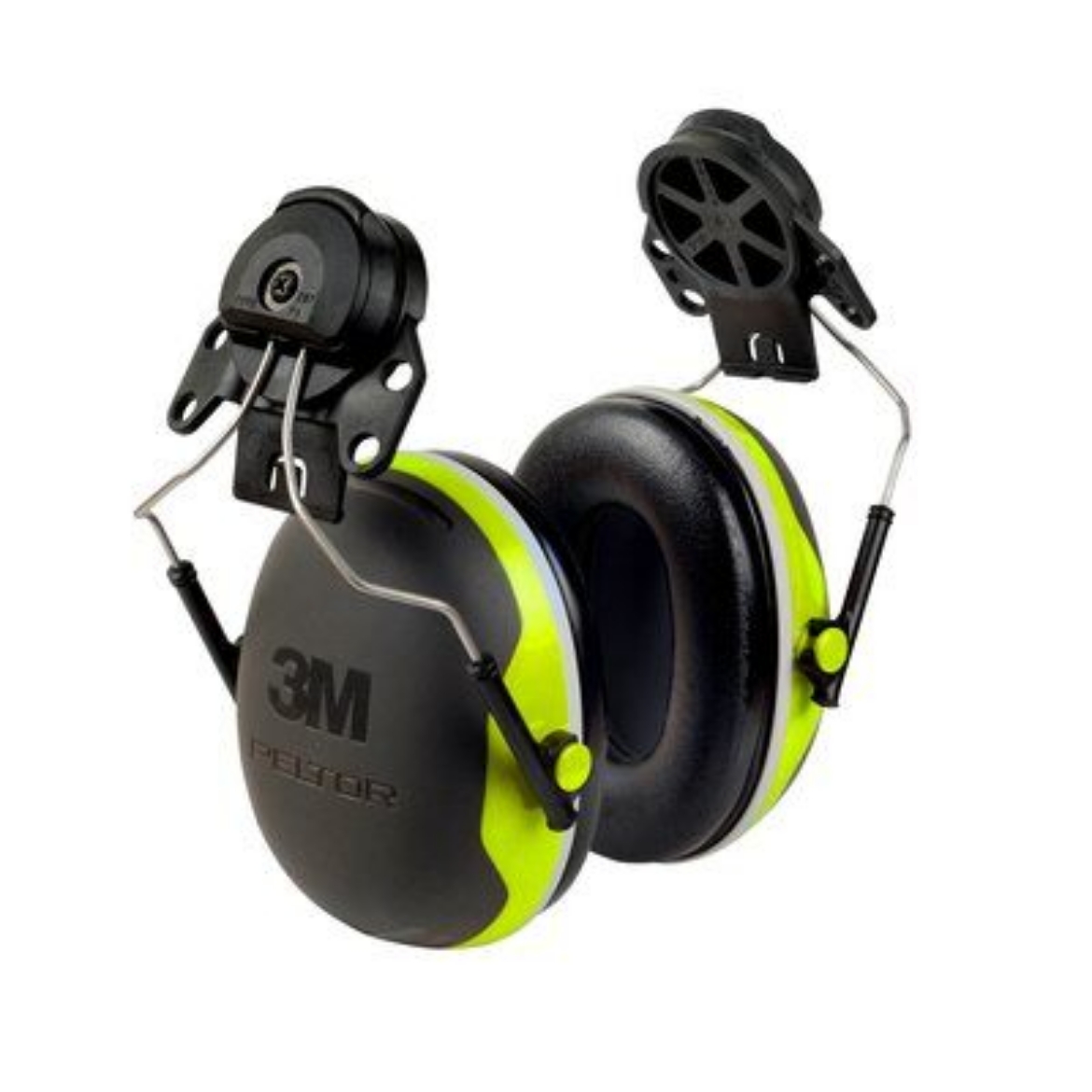 Picture of 3M™ PELTOR™ X Series Earmuff Hi-Viz Light Green Helmet Mounted Premium Cap Attached SLC80 Class 5 27dB > UU010818886