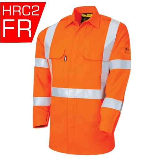 Picture of BOOL Parvotex® SP Orange NSW Rail Regular Weight HRC2 FR Shirt With Segmented Loxy™ FR Reflective Tape 197gsm L/S
