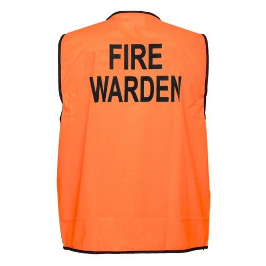 Picture of PORTWEST Hi-Vis Vest Class D with Velcro Closure Printed with Fire Warden in Black on Centre of Back