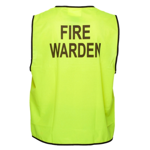 Picture of PORTWEST Hi-Vis Vest Class D with Velcro Closure Printed with Fire Warden in Black on Centre of Back