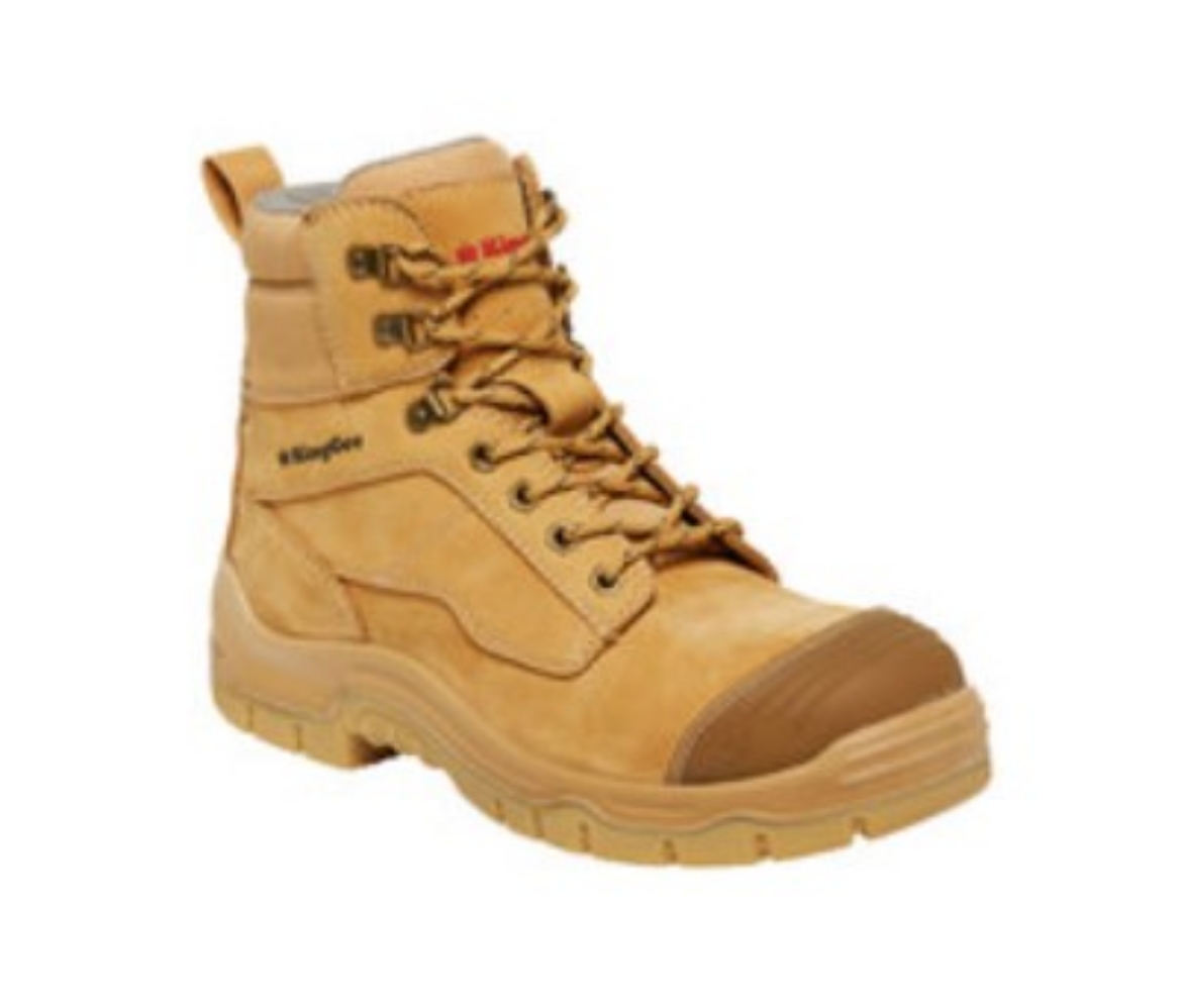 Picture of KING GEE 150mm Wheat Phoenix Zip Sided Lace Up Safety Work Boots with Scuff Cap