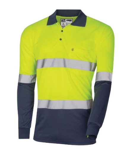 Picture of TRU WORKWEAR Micromesh Hi-Vis Taped Polo Shirt L/S