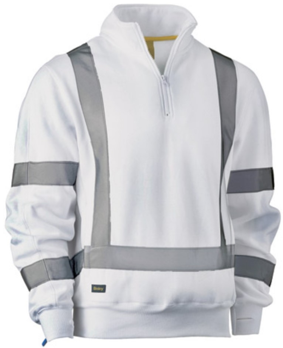 Picture of BISLEY X Taped White 1/4 Zip Pullover with Bio Motion Taping 300gsm