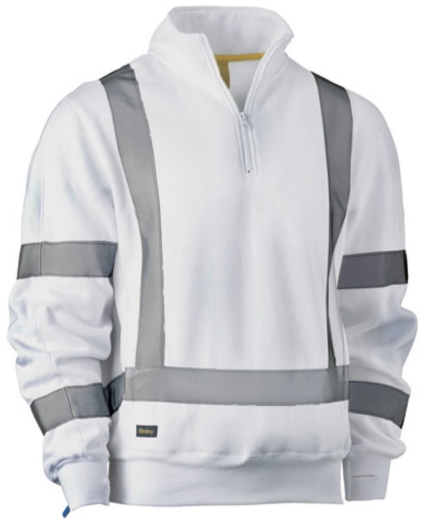 Picture of BISLEY X Taped White 1/4 Zip Pullover with Bio Motion Taping 300gsm