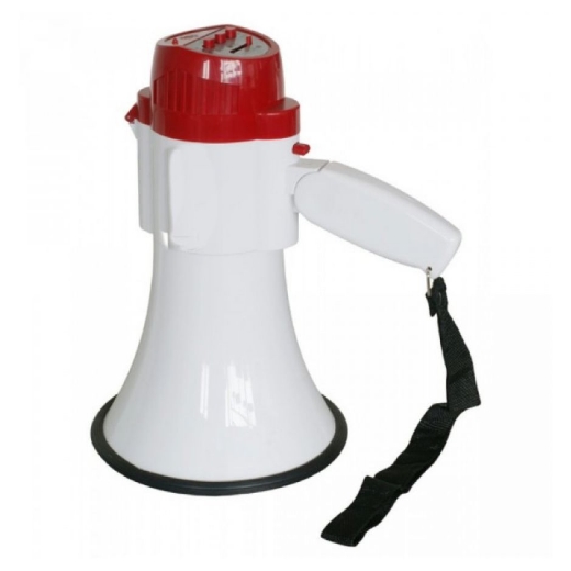 Picture of Megaphone Hand Held 20W with Siren White/Red (Batteries Not Included - Requires 4xD)