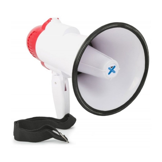 Picture of Megaphone Hand Held 20W with Siren White/Red (Batteries Not Included - Requires 4xD)