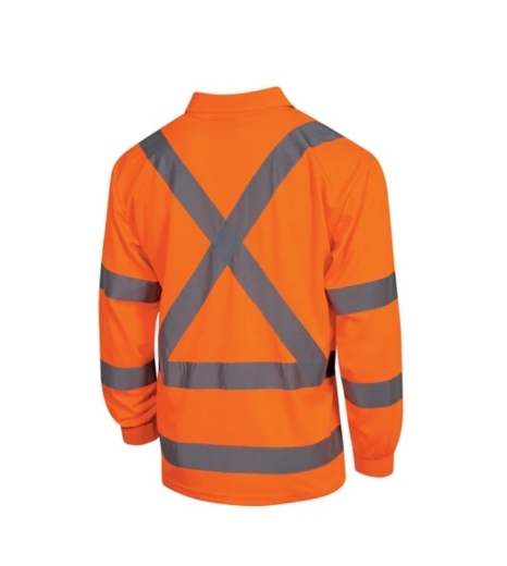 Picture of TRU WORKWEAR Micromesh Hi Vis SP Orange Polo Shirt with TRuVis Perforated Tape NSW Rail Compliant 175gsm L/S