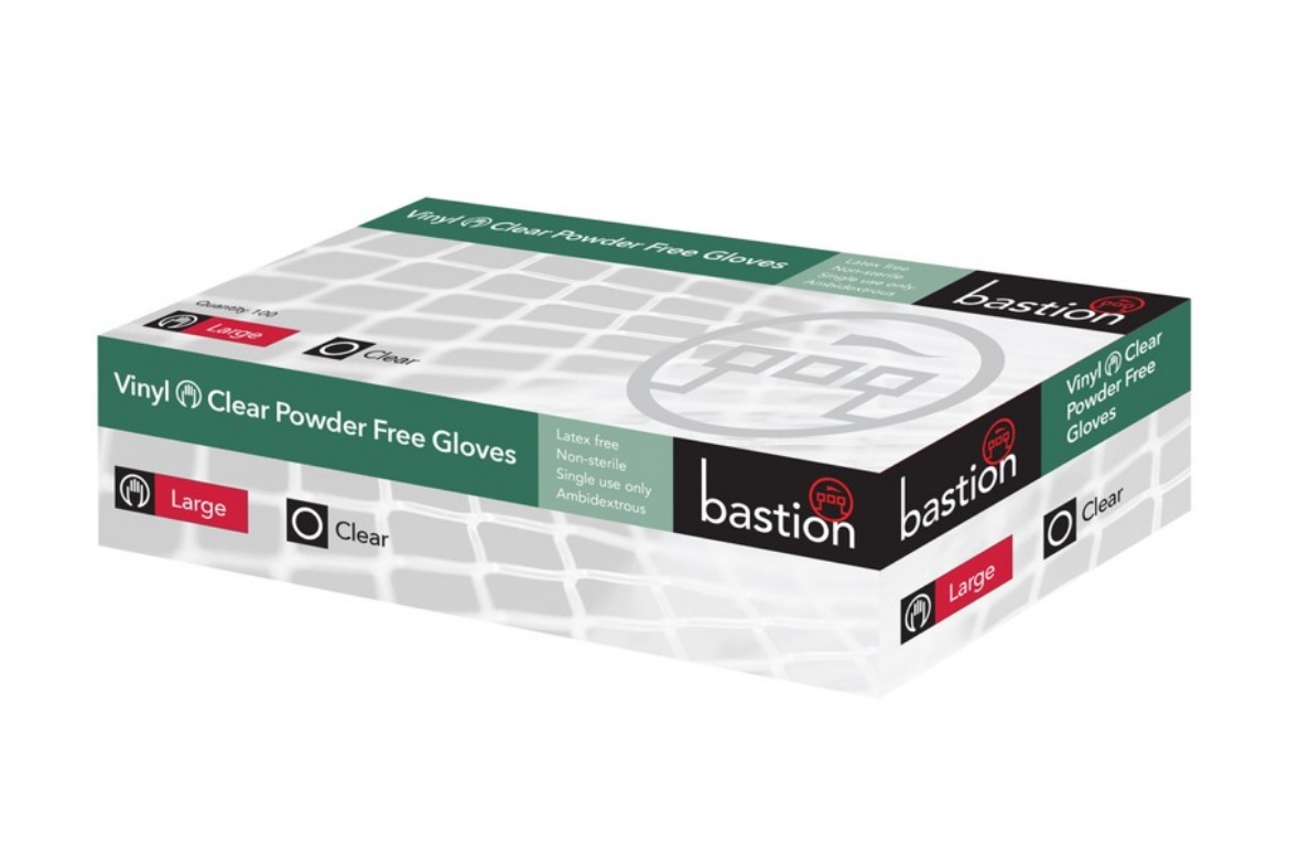 Picture of BASTION Clear Vinyl Powder Free Disposable Gloves