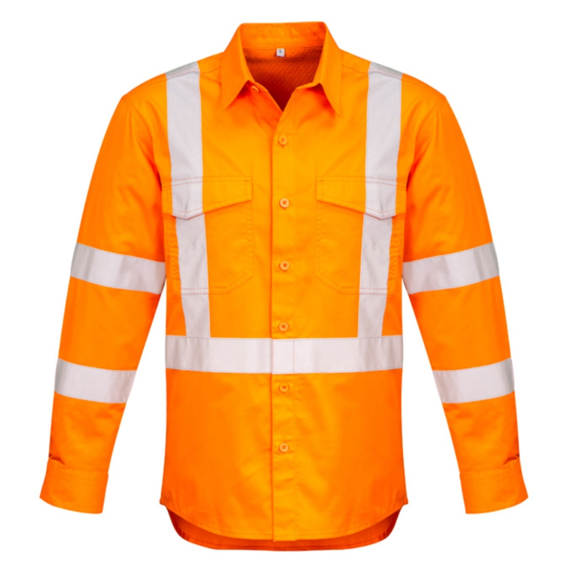 Picture of SYZMIK Mens Hi Vis Orange X Back Taped Shirt 150gsm L/S