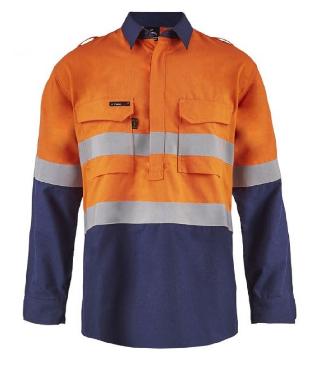 Picture of FLAMEBUSTER Mens HRC2 Hi Vis Two Tone Closed Front Shirt 195gsm L/S