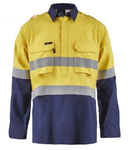 Picture of FLAMEBUSTER Mens HRC2 Hi Vis Two Tone Closed Front Shirt 195gsm L/S