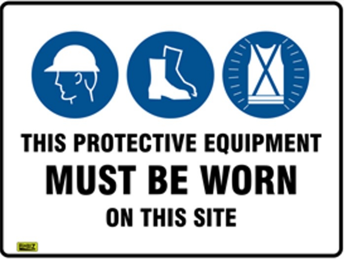 Picture of SIGN Head Protection, Foot Protection, Hi-Viz Clothing Must be Worn on This Site 600 x 450mm Powdercoated Metal