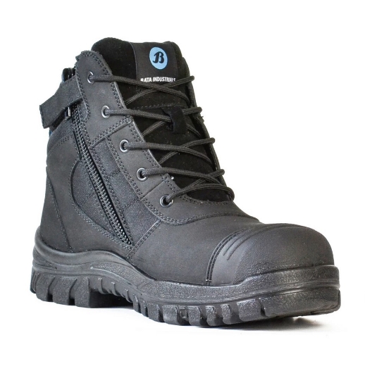Picture of BATA Naturals Zippy Black Full Grain Zip / Lace Up Safety Boot