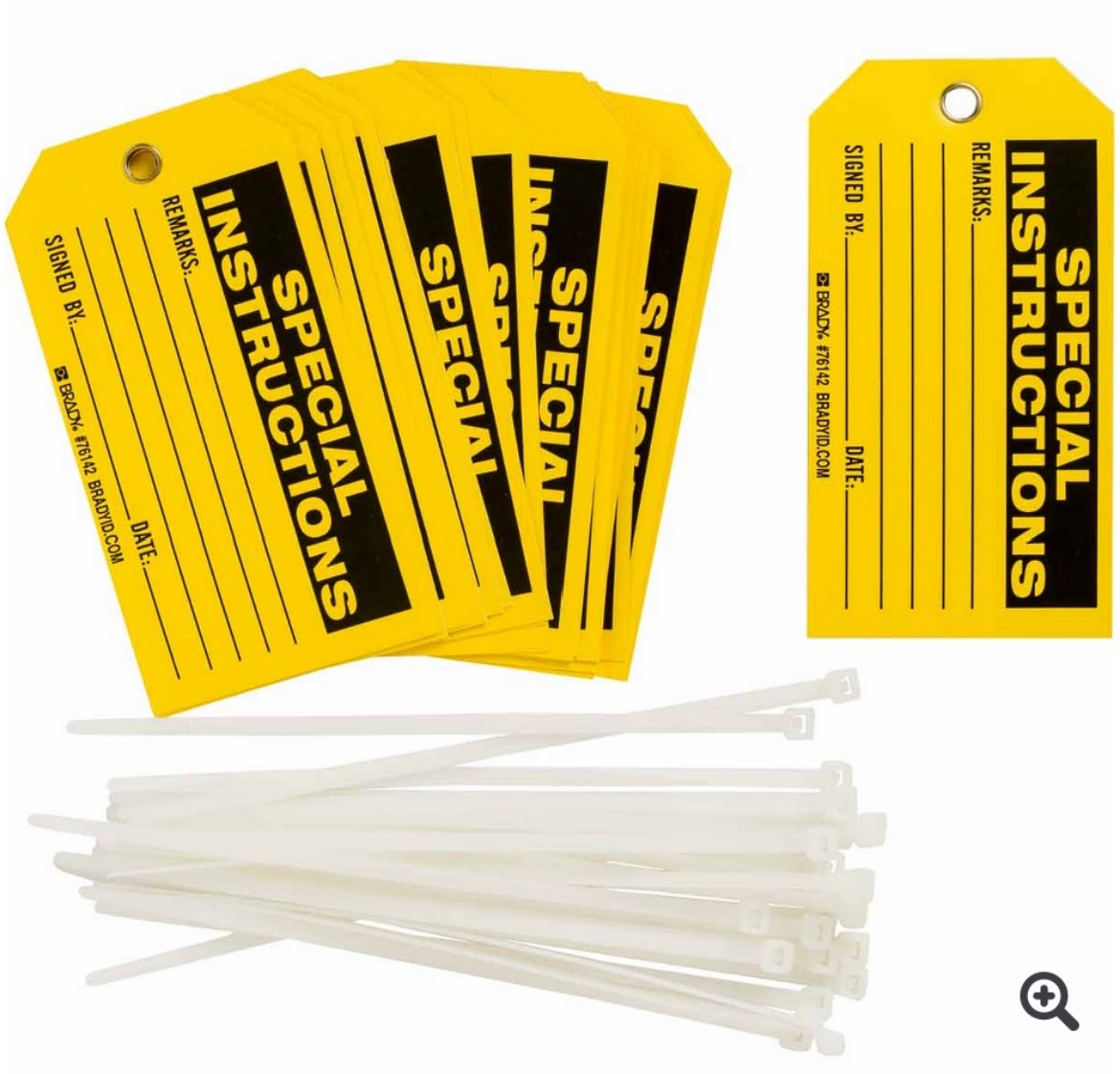 Picture of BRADY Special Instructions Material Control Tags REMARKS: SIGNED BY: DATE: Poly Single Sided Black on Yellow