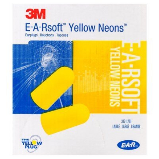 Picture of 3M™ E-A-R Soft™ Yellow Neons™ Large Uncorded Earplugs, Poly Bag Class 4 23dB > 70071515053