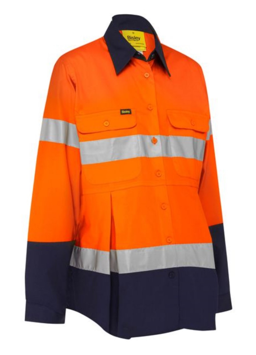 Picture of BISLEY Womens Taped Hi Vis Maternity Drill Shirt 100% Cotton Preshrunk Drill 155gsm