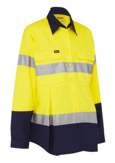 Picture of BISLEY Womens Taped Hi Vis Maternity Drill Shirt 100% Cotton Preshrunk Drill 155gsm