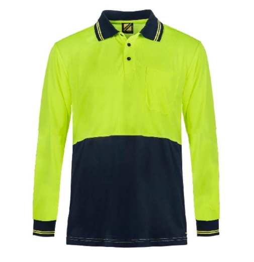 Picture of WORKCRAFT Hi Vis Light Weight Micromesh Polo Shirt with Pocket 140gsm L/S