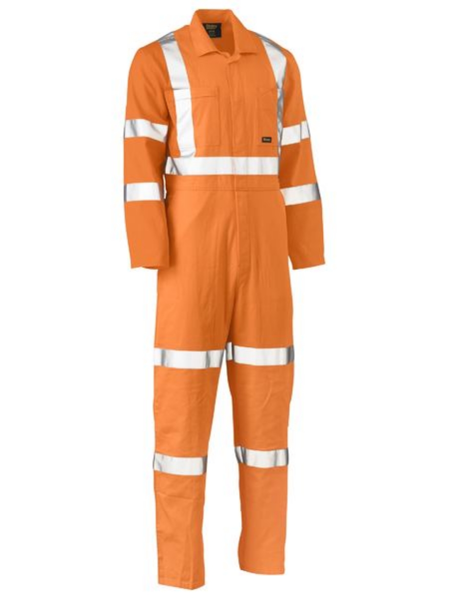 Picture of BISLEY X Taped Biomotion Hi Vis Lightweight Coverall 100% Cotton Preshrunk Drill 190gsm