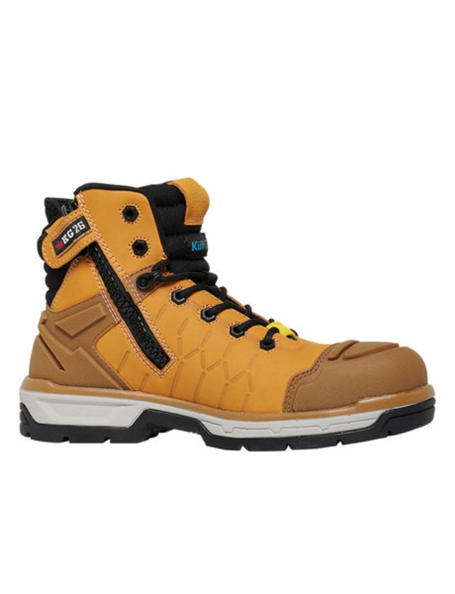 Picture of KING GEE Quantum Zip Sided Boot Water Resistant Nubuck Leather Upper Wheat/Black with Composite Toe Cap