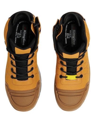 Picture of KING GEE Quantum Zip Sided Boot Water Resistant Nubuck Leather Upper Wheat/Black with Composite Toe Cap