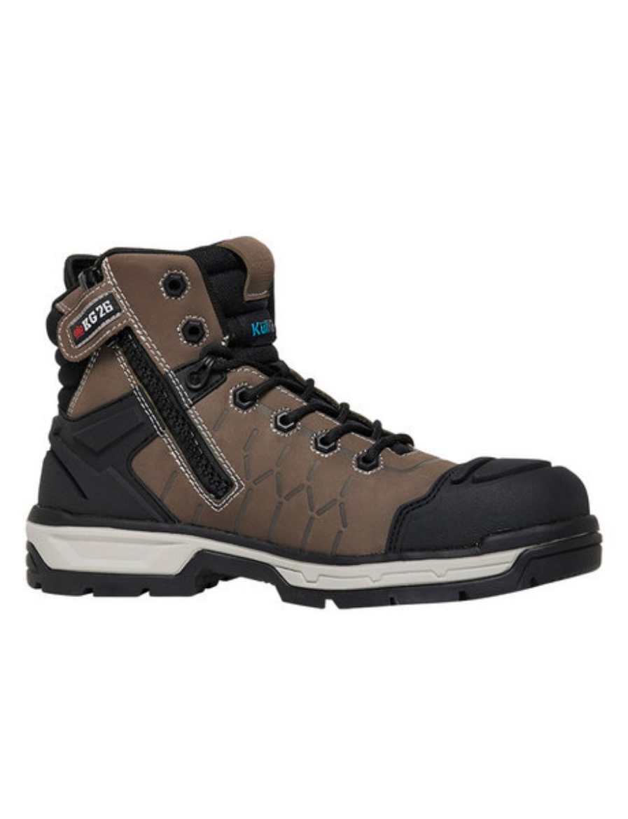 Picture of KING GEE Quantum Zip Sided Boot Water Resistant Nubuck Leather Upper Cedar/Black