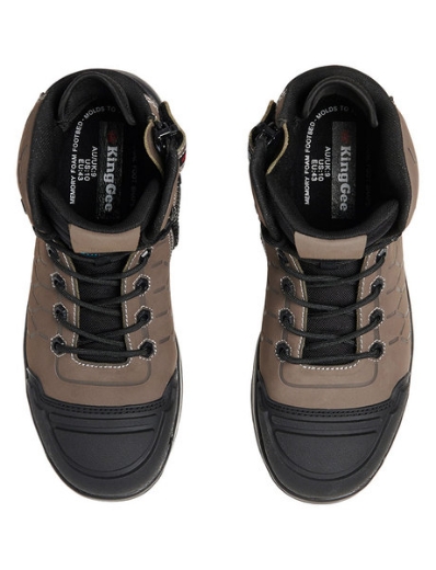 Picture of KING GEE Quantum Zip Sided Boot Water Resistant Nubuck Leather Upper Cedar/Black