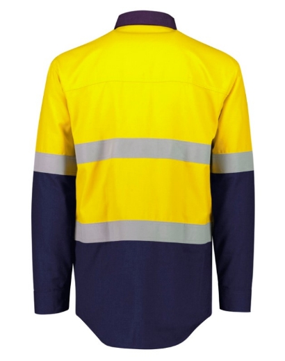 Picture of SYZMIK Mens Orange Flame Lightweight Ripstop Spliced HRC2 Shirt Hoop Taped 165gsm L/S