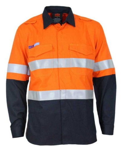 Picture of DNC Inherent Ripstop Weave FR PPE2 Taped 2T M/W D/N Shirt ATPV8+ with Loxy 9801 FR Ref Tape 230gsm