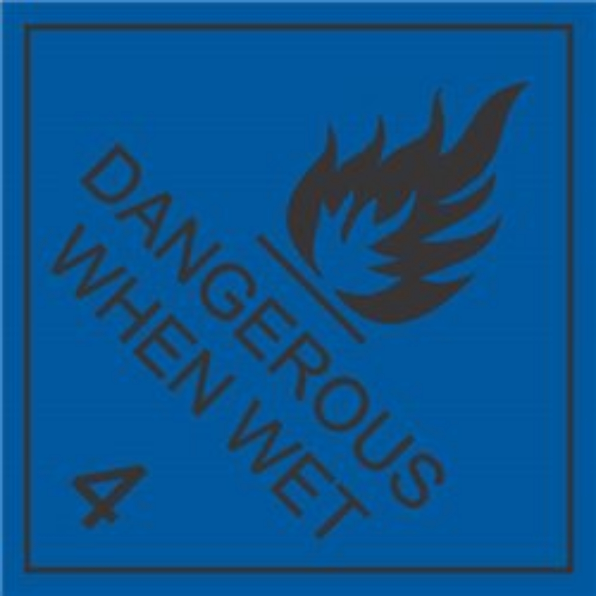 Picture of Dangerous Goods Label - DANGEROUS WHEN WET 4 - BLACK TEXT 270x270mm SELF ADHESIVE STICKER