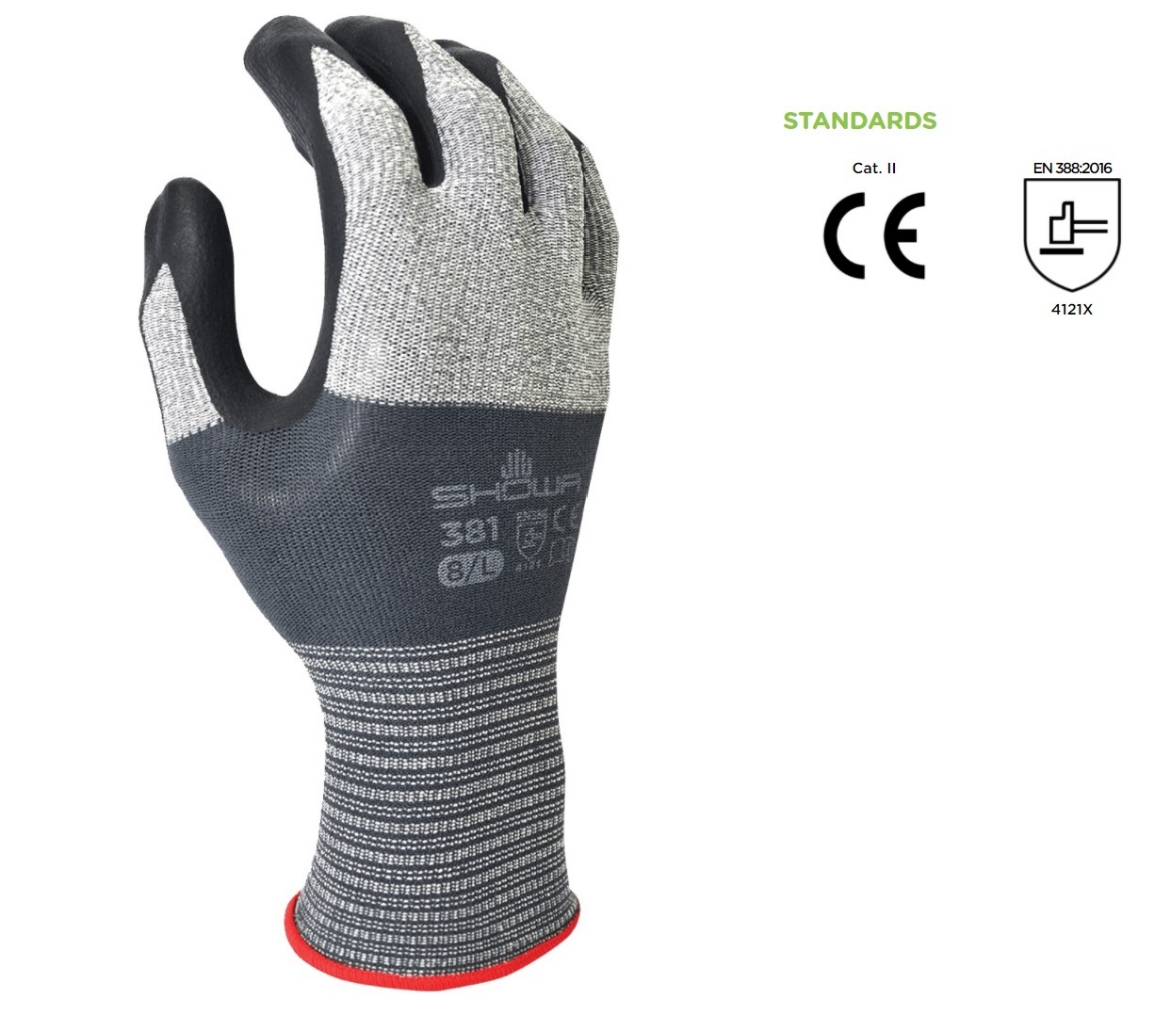 Picture of SHOWA Microfibre Based Liner Breathable with Microporous Nitrile Coating 4121X